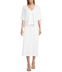 Bryn Walker Cotton Jersey Drawstring Elastic Waist A-Line Skirt