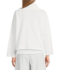 Bryn Walker Cotton Jersey Wide Pointed Collar Long Sleeve Button-Front Jacket