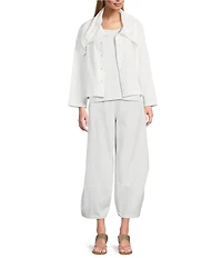 Bryn Walker Cotton Jersey Wide Pointed Collar Long Sleeve Button-Front Jacket