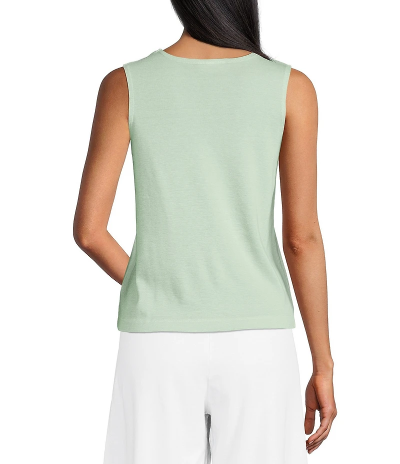 Bryn Walker Cotton Rib Round Neck Sleeveless Basic Tank