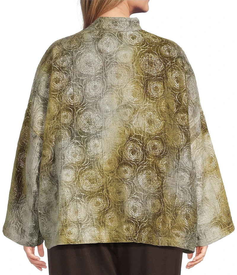 Bryn Walker Danuta Plus Velvet Chenille Mandarin Collar Long Sleeve Button Front Jacket