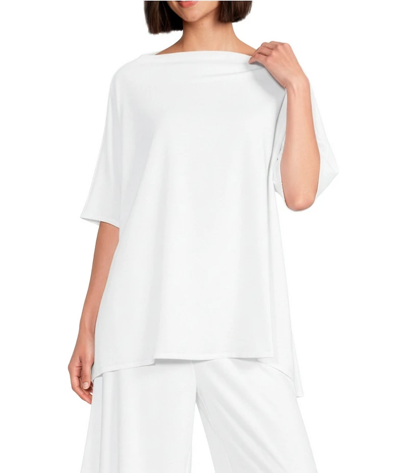 Bryn Walker Debo Stretch Cotton Jersey Drape Neck Elongated Cap Sleeve Tunic