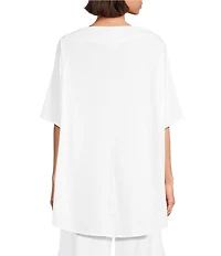 Bryn Walker Debo Stretch Cotton Jersey Drape Neck Elongated Cap Sleeve Tunic