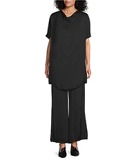 Bryn Walker Diana Satin Cowl Drape Neck Dolman Sleeve Tunic