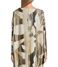 Bryn Walker Dimitri Coordinating Arroyo Stretch Knit Drape Boat Neck Long Dolman Sleeve Top