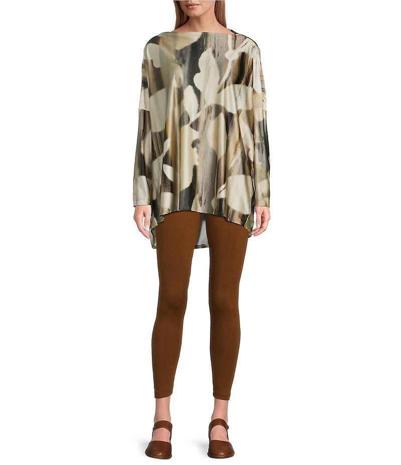Bryn Walker Dimitri Coordinating Arroyo Stretch Knit Drape Boat Neck Long Dolman Sleeve Top