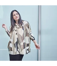 Bryn Walker Dimitri Coordinating Arroyo Stretch Knit Drape Boat Neck Long Dolman Sleeve Top