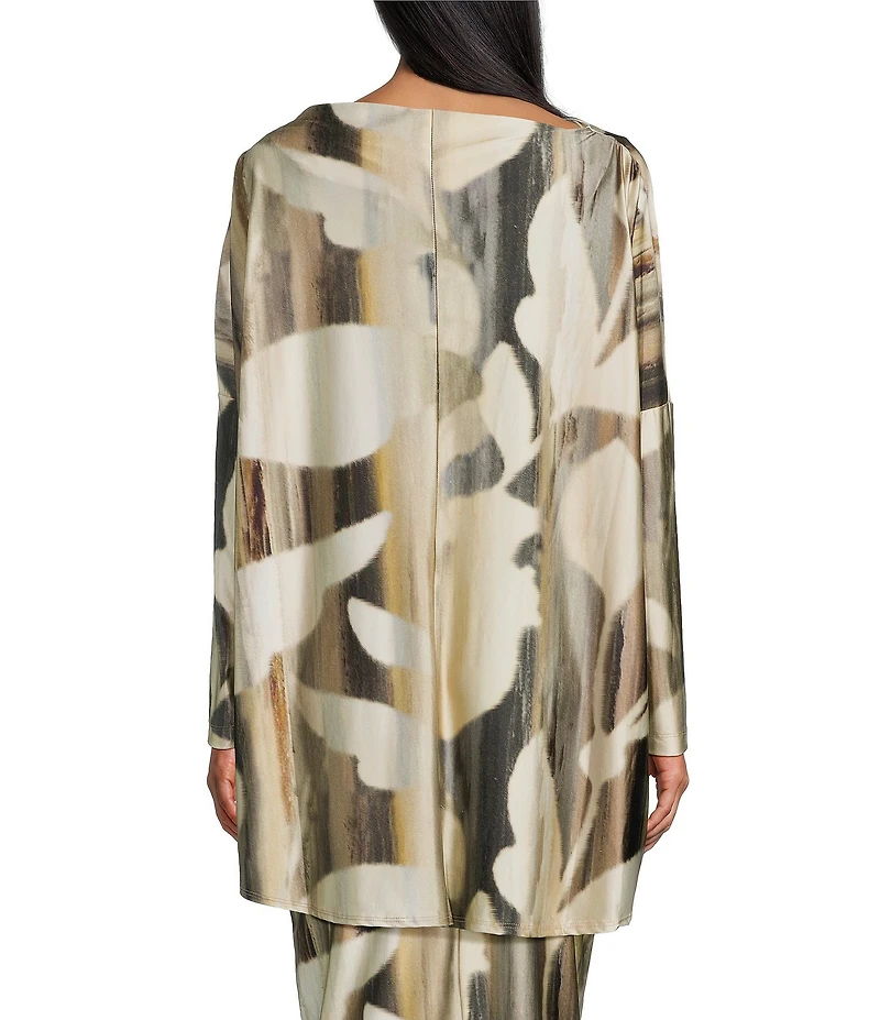 Bryn Walker Dimitri Coordinating Arroyo Stretch Knit Drape Boat Neck Long Dolman Sleeve Top