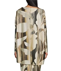 Bryn Walker Dimitri Coordinating Arroyo Stretch Knit Drape Boat Neck Long Dolman Sleeve Top