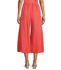 Bryn Walker Ella Flat Front Light Linen Wide Leg Cropped Pants