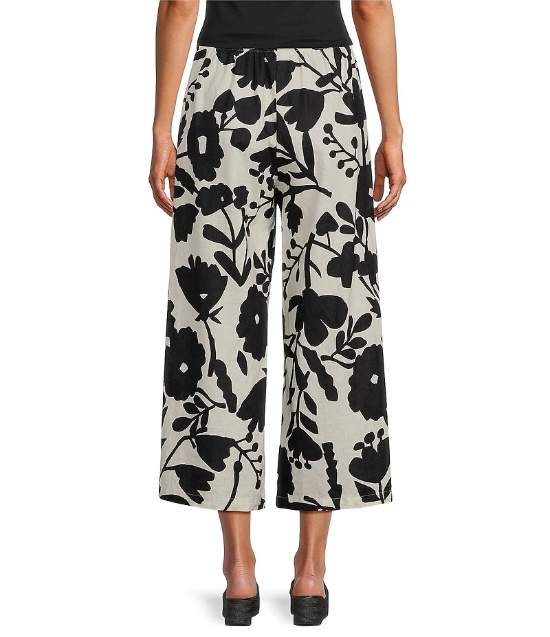 Bryn Walker Ella Printed Flat Front Elastic Wide Leg Crop Pants