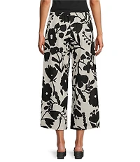 Bryn Walker Ella Printed Flat Front Elastic Wide Leg Crop Pants