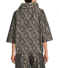 Bryn Walker Etta Coordinating Memory Crunch Jacquard Cowl Neck Elbow Sleeve Shirt
