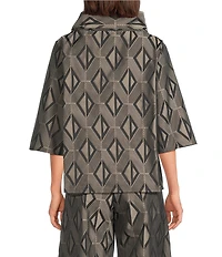 Bryn Walker Etta Coordinating Memory Crunch Jacquard Cowl Neck Elbow Sleeve Shirt