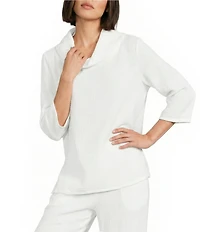 Bryn Walker Etta Cotton Gauze Cowl Neck 3/4 Sleeve Shirt