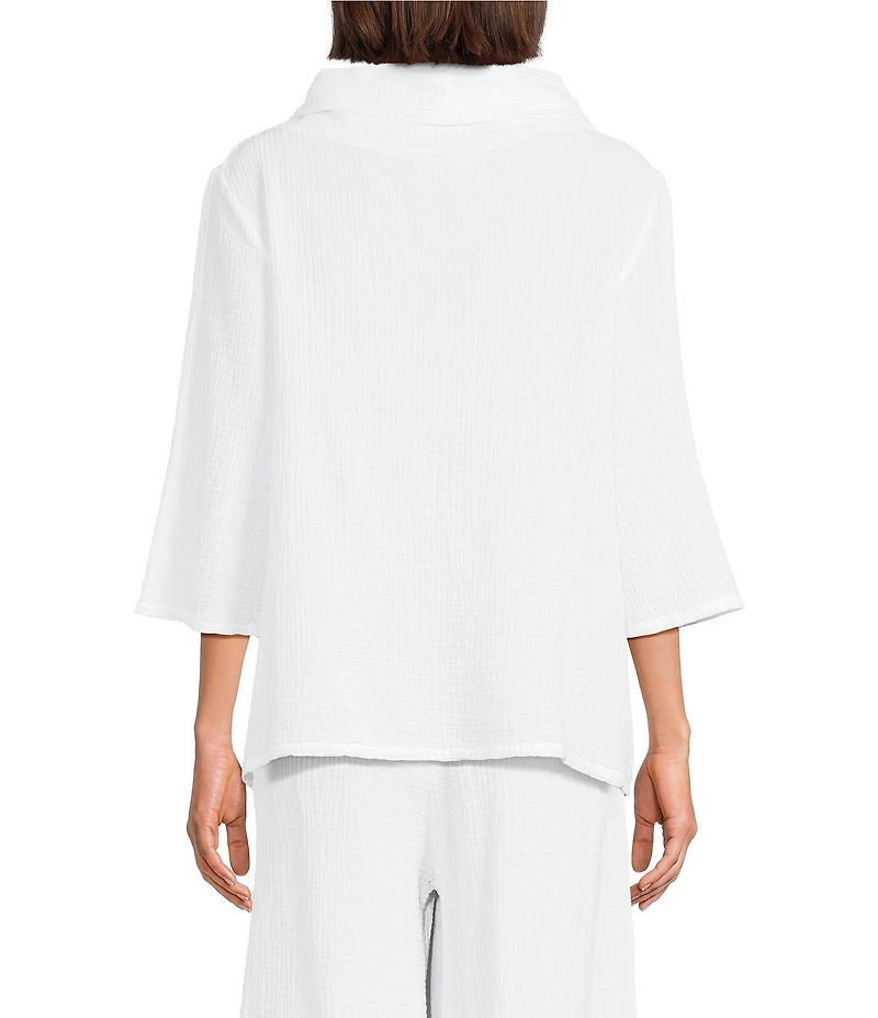 Bryn Walker Etta Cotton Gauze Cowl Neck 3/4 Sleeve Shirt