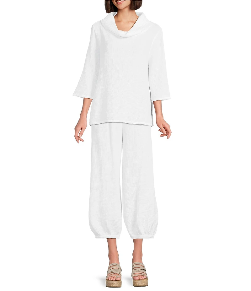 Bryn Walker Etta Cotton Gauze Cowl Neck 3/4 Sleeve Shirt