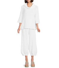 Bryn Walker Etta Cotton Gauze Cowl Neck 3/4 Sleeve Shirt