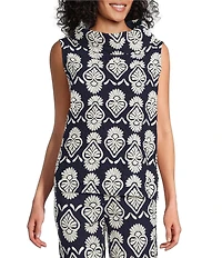 Bryn Walker Etta Tulum Print Cowl Neck Sleeveless Tank