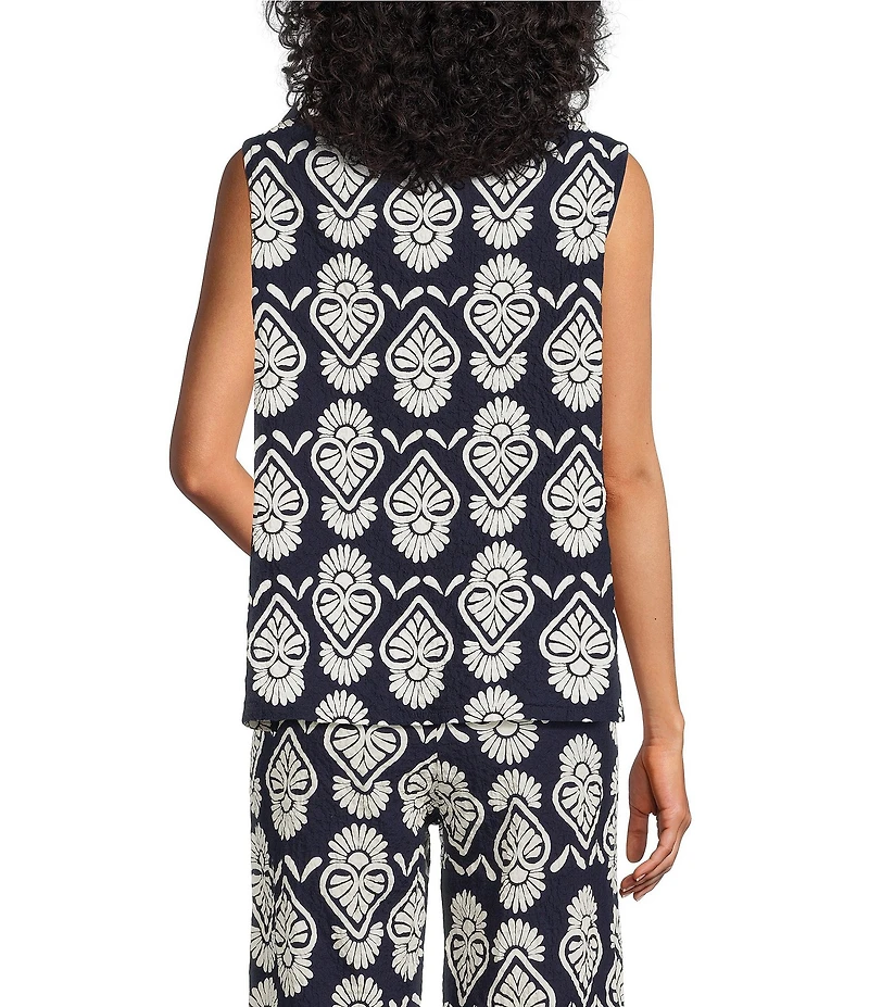 Bryn Walker Etta Tulum Print Cowl Neck Sleeveless Tank