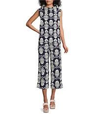 Bryn Walker Etta Tulum Print Cowl Neck Sleeveless Tank