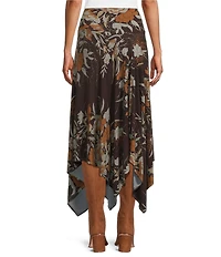 Bryn Walker Fiori Print Viscose Jersey Flat Waist Asymmetrical Bianco Skirt