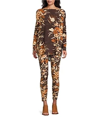 Bryn Walker Fiori Printed Coordinating Viscose Jersey Elastic Waist Legging