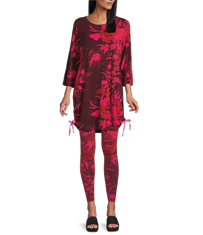 Bryn Walker Coordinating Fiori Printed Viscose Jersey Elastic Waist Basic Leggings