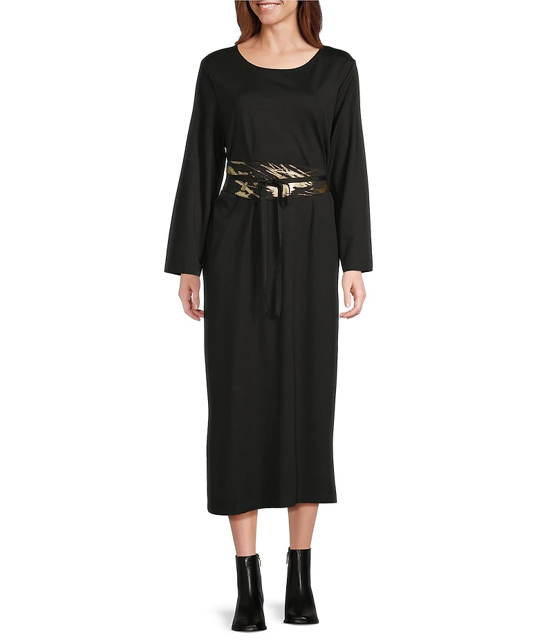 Bryn Walker Foglia D'oro Gold Print Self Tie Wrap Belt