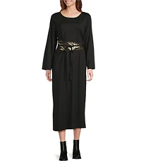 Bryn Walker Foglia D'oro Gold Print Self Tie Wrap Belt