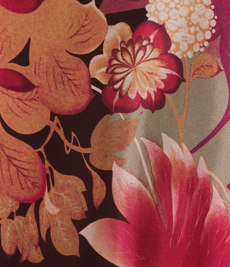 Bryn Walker Fran Rosa Printed Silk Round Neck 3/4 Ruffle Bell Sleeve Coordinating Top