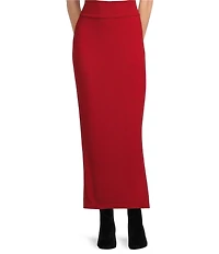 Bryn Walker French Terry Flat Front Midi Pencil Skirt