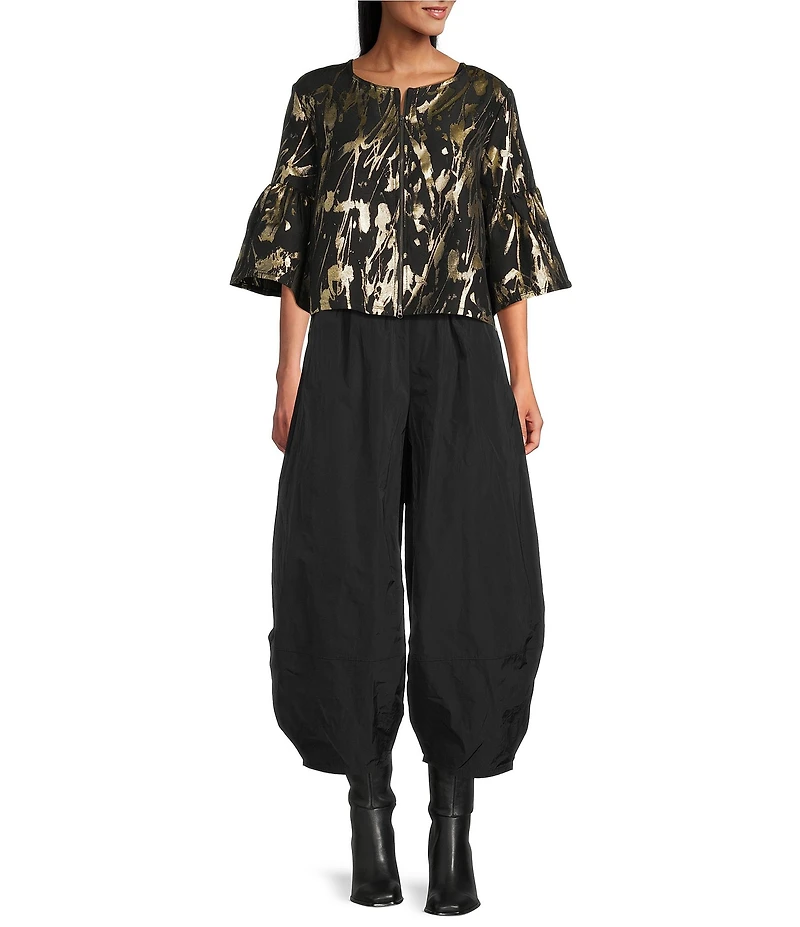 Bryn Walker Frida Foglia D'oro Round Neck 3/4 Ruffle Bell Sleeve Jacket