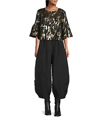 Bryn Walker Frida Foglia D'oro Round Neck 3/4 Ruffle Bell Sleeve Jacket