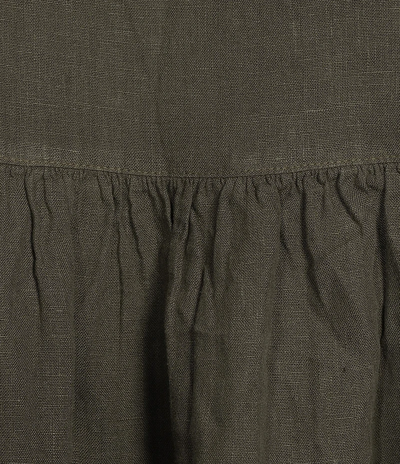 Bryn Walker Frida Light Linen Round Neck 3/4 Ruffle Bell Sleeve Shirt