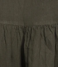 Bryn Walker Frida Light Linen Round Neck 3/4 Ruffle Bell Sleeve Shirt