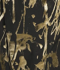 Bryn Walker Gaela Foglia D'oro Gold Print Mandarin Collar Cap Sleeve Vest