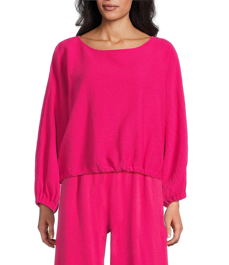 Bryn Walker Gianna Cotton Dot Jacquard Boat Neck Long Sleeve Shirt