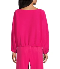 Bryn Walker Gianna Cotton Dot Jacquard Boat Neck Long Sleeve Shirt