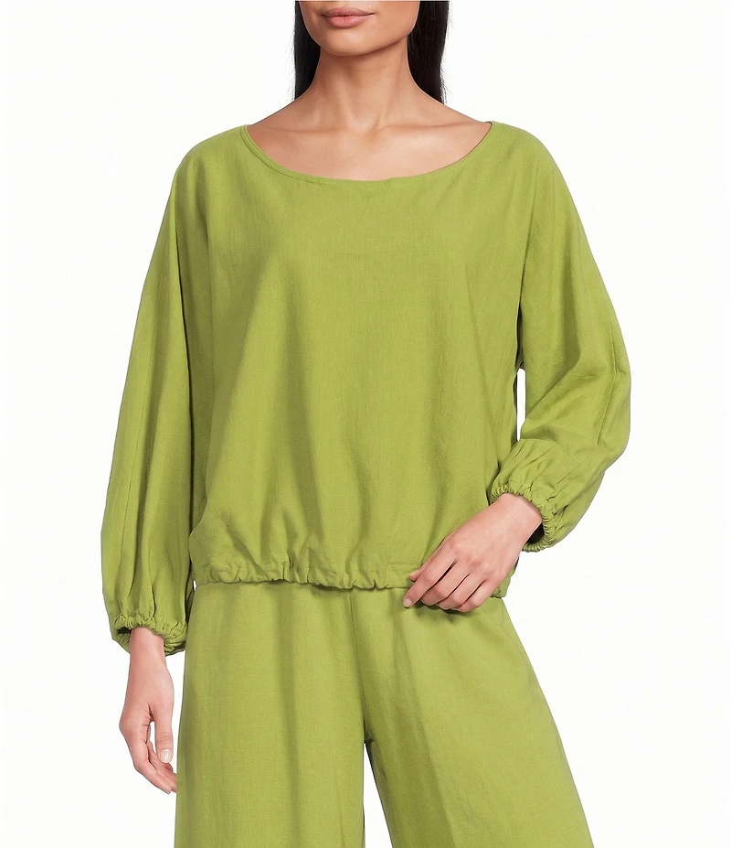 Bryn Walker Gianna Coordinating Cotton Jersey Knit Scoop Neck Long Sleeve Relaxed Shirt