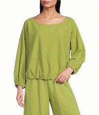 Bryn Walker Gianna Coordinating Cotton Jersey Knit Scoop Neck Long Sleeve Relaxed Shirt