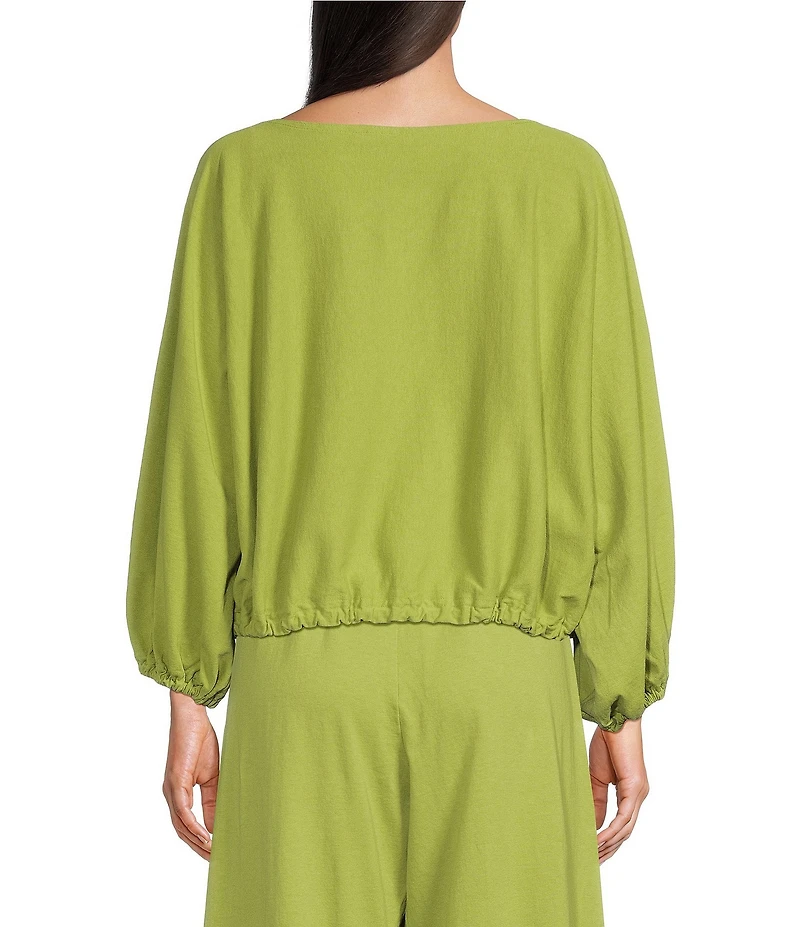 Bryn Walker Gianna Coordinating Cotton Jersey Knit Scoop Neck Long Sleeve Relaxed Shirt