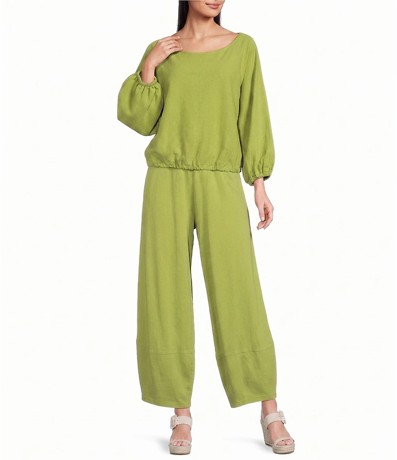 Bryn Walker Gianna Coordinating Cotton Jersey Knit Scoop Neck Long Sleeve Relaxed Shirt