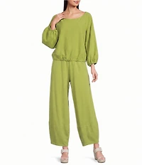 Bryn Walker Gianna Coordinating Cotton Jersey Knit Scoop Neck Long Sleeve Relaxed Shirt