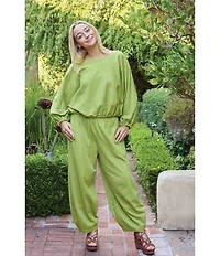 Bryn Walker Gianna Coordinating Cotton Jersey Knit Scoop Neck Long Sleeve Relaxed Shirt
