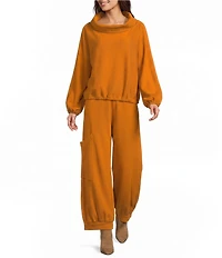 Bryn Walker Giovanna Bamboo Fleece Cowl Neck Long Sleeve Coordinating Shirt