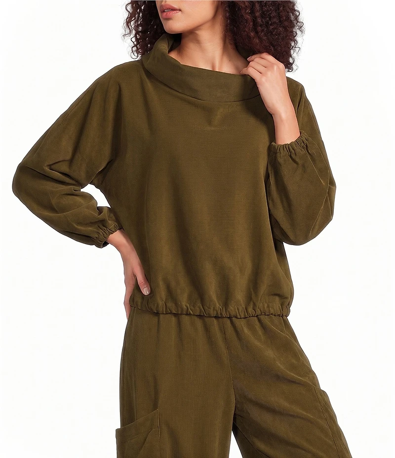 Bryn Walker Giovanna Cotton Corduroy Cowl Neck Long Sleeve Shirt