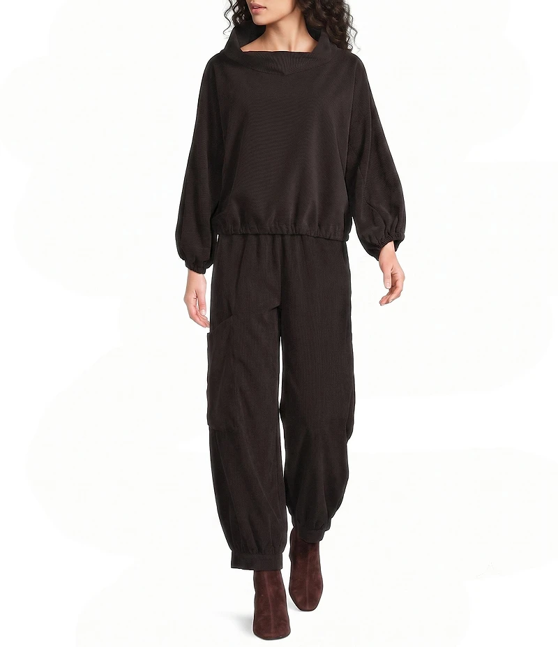 Bryn Walker Giovanna Cotton Corduroy Cowl Neck Long Sleeve Shirt