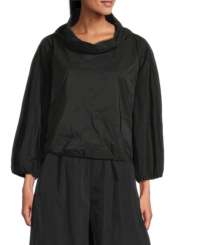 Bryn Walker Giovanna Memory Crunch Cowl Neck Long Sleeve Shirt