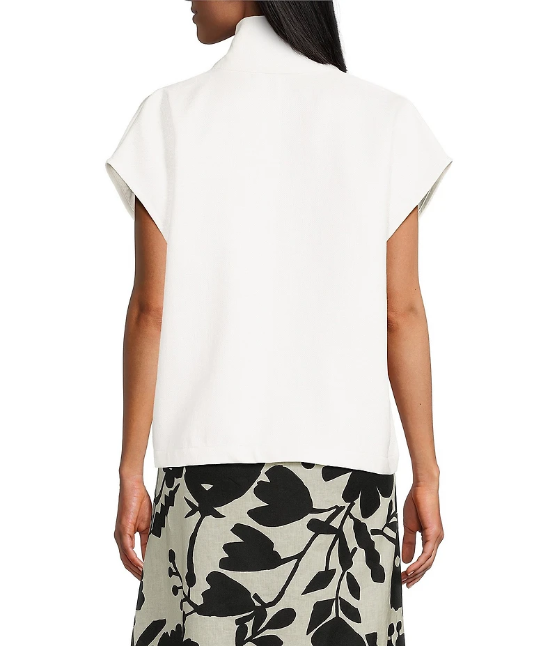 Bryn Walker Greta Mock Neck Collar Cap Sleeve Vest